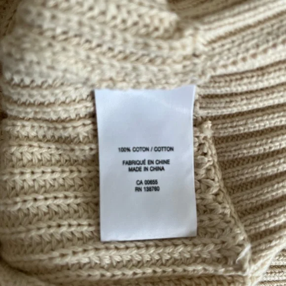 Cream Ribbed Women's Sweater - Picture 5 of 5